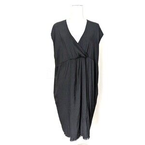 Grade & Gather Dress Womens S/M Boho Oversized V Neck Short Sleeve Midi Tunic